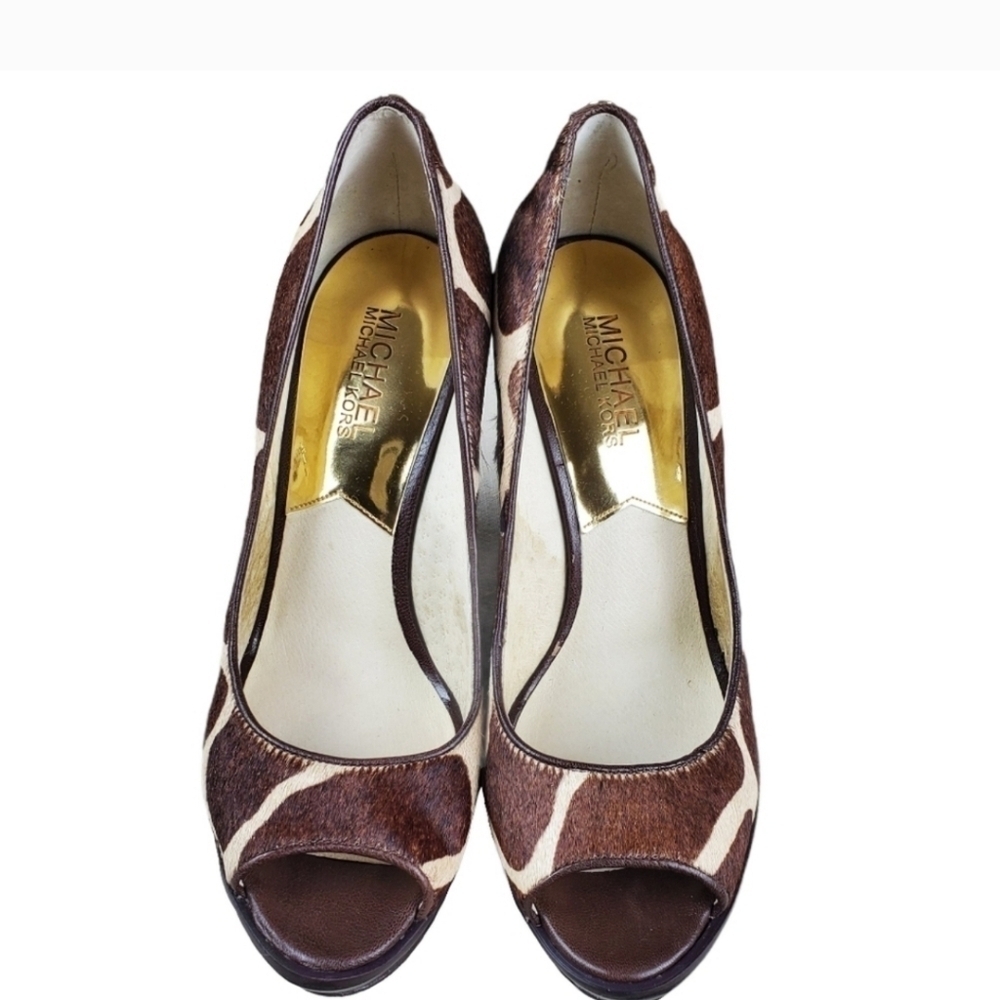 Michael Kors Dalia Printed Calf Hair Wedges, Women's Size 8.5M